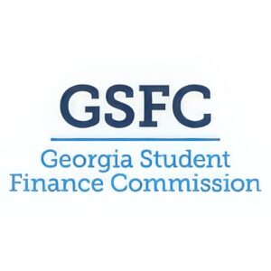 Logo with the letters "GSFC" in bold blue, and below it the words "Georgia Student Finance Commission" in light blue, all on a white background.